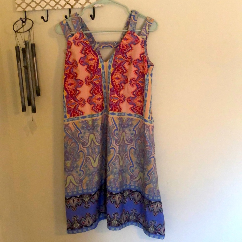 Silky Versona colorful Aztec sleeveless dress